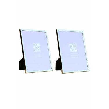 Imagem de Kit 2 Porta Retrato em Metal e Vidro Prata Fotos 15x20 - Desing Tokyo