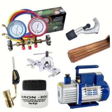 Imagem de Kit Básico Refrigeração: Bomba Vácuo, Manifold e Maçarico