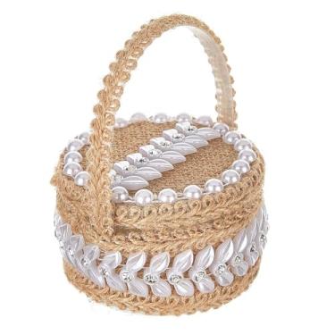 Imagem de Esquirla Caixa para alianças de casamento, caixa de joias de, embalagem para presente de noiva, moda com alça de transporte, porta-alianças de casamento