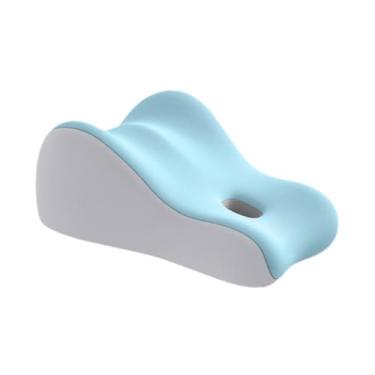 Imagem de WeiLaiKeQi Travesseiro triangular de espuma viscoelástica para deitar na cama, de alta resiliência, com massagem para o rosto para baixo, para escritório, Cinza Claro