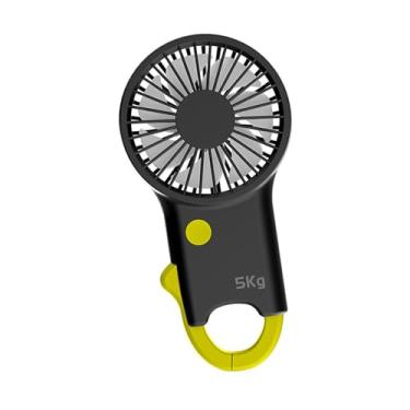 Imagem de Wswqop Ventilador portátil de mão 2 em 1 com design de ventilador pessoal vestível e função de reforço de aderência para ambientes internos e externos, Amarelo