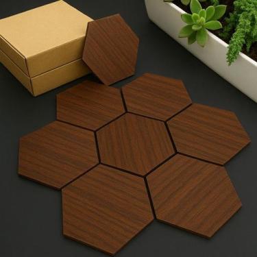 Imagem de Kit 10 Placas Hexagonal Decoração De Parede 3D Hexágonos Uv Autocolant