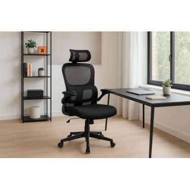 Imagem de Cadeira De Escritório, Ergonómica, Apoio Para Lombar Independente, Reclinável, Encosto De Cabeça Ajustável, Malha Respirável, Giratória