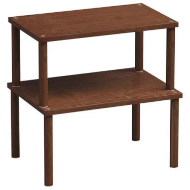 Imagem de VERTORGAN Prateleira organizadora de armário (conjunto de 2), prateleiras de balcão de cozinha, bancada e armário de especiarias de bambu, empilhável expansível, média (marrom)