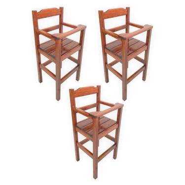 Imagem de Kit 3 Cadeiras Bebê Papinha Alimentação Trava Fixa Imbuia / Liso - I9 