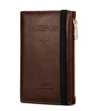 Imagem de Carteiras para passaporte, bolsa de viagem, porta-cartão, multifuncional, antifurto, porta-passaporte, carteira de identidade, negócios, viagem, porta-passaporte, Café escuro, One Size, Americano