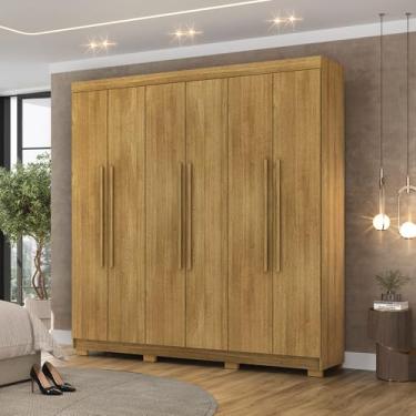 Imagem de Guarda Roupa Casal Doral 218cm 6 Portas de Bater 2 Gavetas Nature G98 - Gran Belo