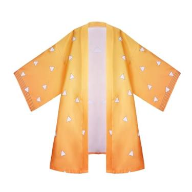 Imagem de WeizhaonanCos Agatsuma Zenitsu Cosplay Costume Anime Haori Kimetsu no Yaiba Cosplay Outfit Robe Kimono