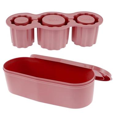 Imagem de 2 bandejas para cubos de gelo de silicone para copo com tampa removível selada e lixeira, molde reutilizável para fazer gelo para coquetéis gelados, bebidas de uísque (rosa)