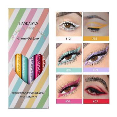 Imagem de Delineador 6 pçs/set kit de caneta delineador colorido brilhante lápis