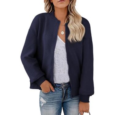 Imagem de Jaqueta Bomber EVALESS, roupa leve feminina, azul marinho