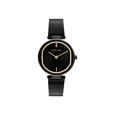 Imagem de Calvin Klein Relógio feminino quartzo 25200310 banhado a iônico aço preto e pulseira pulseira, cor: preto, Preto