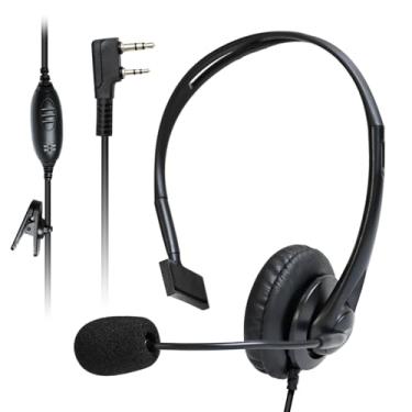 Imagem de Fone de ouvido Walkie Talkie com microfone e rádio PTT, fone de ouvido, leve, pequeno, abafador, microfone, fone de ouvido de lado único, para Kenwood Baofeng Retevis rt22 uv-5r uv 5r 82 bf-f8hp uv
