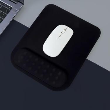 Imagem de YOWKA Mouse Pad com descanso de pulso ergonômico, 24 x 24 cm, base antiderrapante, couro PU, preto (preto)
