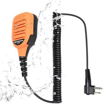 Imagem de Microfone universal de alto-falante de ombro de 2 pinos compatível com rádios Motorola série CP/CLS/RDU/RMU/PR400, clipe seguro, botão PTT, áudio transparente para uso profissional (laranja amarelo)