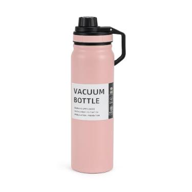 Imagem de Garrafa Térmica de Água Inox 800ml Isolamento à Vácuo com Alça de Transporte e Tampa Antivazamento – Mantém Bebidas Frias ou Quentes por até 12h (Rosa)
