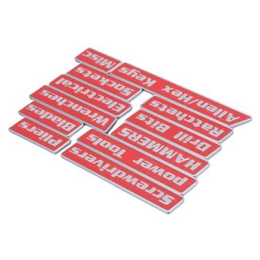 Imagem de AUNMAS Etiquetas da Caixa de Ferramentas, Etiquetas Magnéticas da Caixa de Ferramentas Com ímãs Fortes para Caixas de Ferramentas de Aço, 12 Pces Reusáveis ​​3d Impressos Pla Magnético (Vermelha)