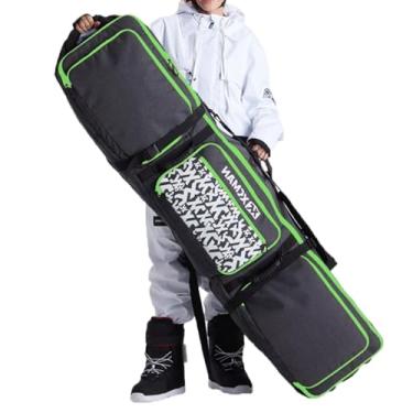 Imagem de Mala acolchoada para snowboard com rodas, Armazenamento para botas de esqui, capacete e jaqueta para viagens aéreas, 65 polegadas (expansível até 80,7 polegadas),Green
