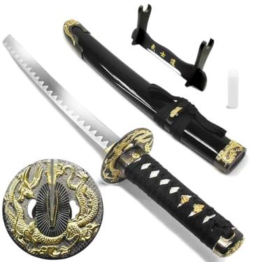 Imagem de Espada Adaga Tanto Samurai Golden Dragon Aço Carbono + Suporte Bushido (Caminho do Guerreiro) + Óleo lubrificante (93704)
