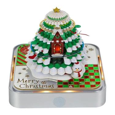 Imagem de Starnearby Calendário de bloco de notas 3D 2026, calendário de mesa 3D criativo com luz LED, papel para esculpir calendários, enfeite de mesa, presente para aniversário, Natal (árvore de Natal