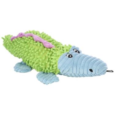 Imagem de Brinquedos de pelúcia pastel duráveis para cães com barulho e enrugamento em vários tamanhos da Petlou New Desgin (Amarelo/Azul 2, 40,64 cm Pastel Pals Crocodilo)