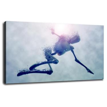 Imagem de Robot Poster Futurista Canvas Prints Machine Wall Art For Home 1 painéis Decorações com moldura 50.8 cm x 30.5 cm
