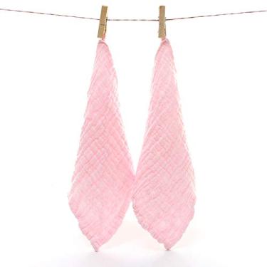 Imagem de Toalha de algodão gaze 6 camadas para lavagem rosto e mãos bebê pequena com cordão pendurar bucal fácil usar conveniente uso diário em casa