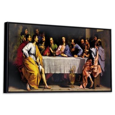 Imagem de Quadro Decorativo A última Ceia Moldura Filete Canvas 63x93cm ref06 - 