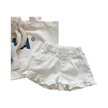 Imagem de Shorts Para Meninas Com Babados Em Azul Claro E Branco 2-8T Leves E Re
