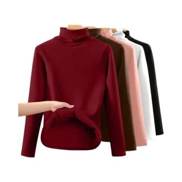 Imagem de Camiseta Térmica Feminina De Manga Longa Grossa E Quente Para Outono E
