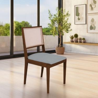 Imagem de Conjunto Com 8 Cadeiras De Jantar Estofada Suellen Mel Linho Cinza