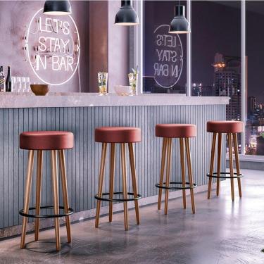 Imagem de Kit 4 Banquetas Altas Estofadas Atenas 70Cm Telha - Adz