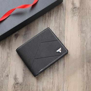 Imagem de Carteira masculina 2026 curta tendência da moda bolsa de cartão simples com zíper carteira de carteira de motorista carteira portátil de grande capacidade, Preto, Bonito