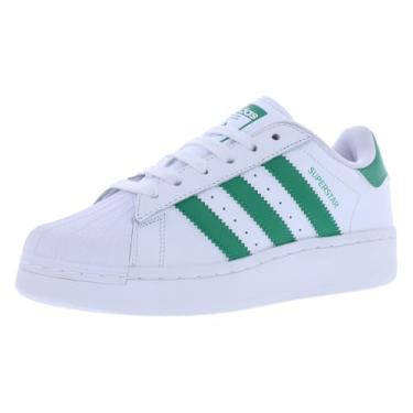 Imagem de adidas Sapatos femininos Superstar XLG, Branco/Semi Court Verde/Branco, 6.5