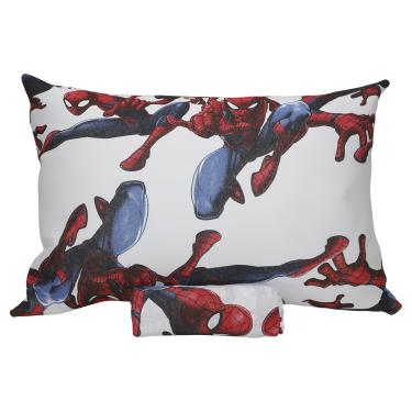 Imagem de Jogo de Lençol KazzaVip Solteiro Malha  Mista 70% Algodão 30% Poliéster Kids Marvel Spider Joy White 02 Peças Branco