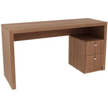 Imagem de Mesa com Gaveteiro para Escritório 135x74cm ME4130 Amêndoa - Tecno Mob