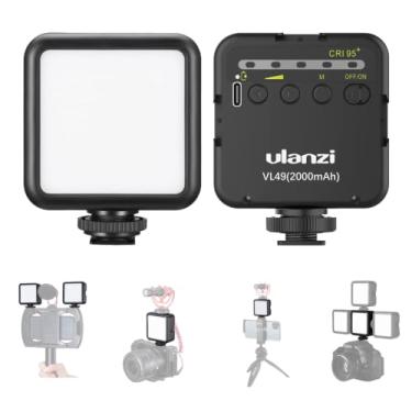 Imagem de ULANZI Luzes de vídeo VL49, luz de câmera LED 360° iluminação portátil colorida para fotografia com 3 sapatos frios, 2000 mAh CRI recarregável 95+ 2500-9000K lâmpada de painel