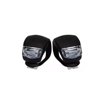 Imagem de Kit Pisca Led Silicone Preto Bicicleta Farol Lanterna c/lacre bateria