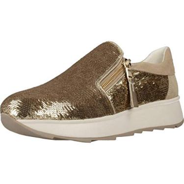 Imagem de Geox Tênis de cano baixo Feminino, Ouro Lt Taupe dourado C2xh6, 4 Big Kid