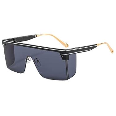 Imagem de Óculos de sol polarizados para homens e mulheres, óculos de sol esportivos, óculos de sol com armação grande personalizada, unissex, Armação preta, lentes cinza, Small