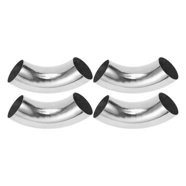 Imagem de Motoforti 4 peças 90 graus mandril curva cotovelo carro modificado tubo de escape tubulação 7.6 cm espessura OD 1,2 mm/18GA 76x265x1,2 mm 304 aço inoxidável tom prata