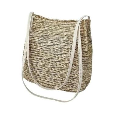 Imagem de Bolsa Feminina Grande de Palha e Tecido - Bolsa Crossbody de Verão par