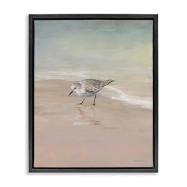 Imagem de Stupell Industries Tela flutuante preta Sandpiper at Shore's Edge Design de arte de parede por Danhui Nai, 25 x 31