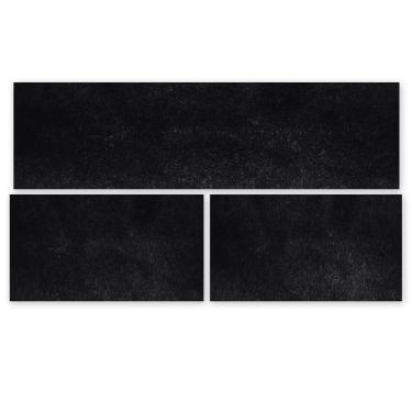 Imagem de Kit Cozinha 3 Pçs Tapete Passadeira Em Carpete Aveludado Preto