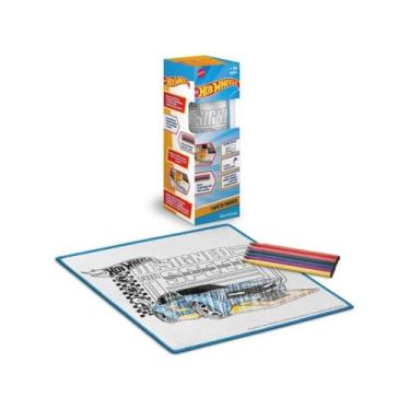 Imagem de Tapete Mágico Acqua p/ Colorir Hot Wheels c/ 6 Canetinhas Laváveis Mul