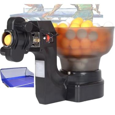 Imagem de MáQuina De Pingue-Pongue Robô De TêNis De Mesa Serve com 36 bolas giratórias diferentes, ajuste de inclinação da cabeça em 7 níveis com rede e 100 bolas para treinamento