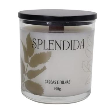 Imagem de Splendida Vela Aromática Cascas e Folhas, Blend De Ceras Vegetais, 190g, Tampa Laqueada, Pavio de Madeira, Fragrancia com Notas Terrosas e Citricas, Cria Uma Atmosfera de Tranquilidade e Harmonia