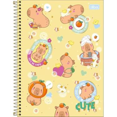 Imagem de TILIBRA Caderno Universitário Capyclub, Capa Dura Espiral, 1 Matéria, 80 Folhas, Design Capivara Colorido (Amarelo)