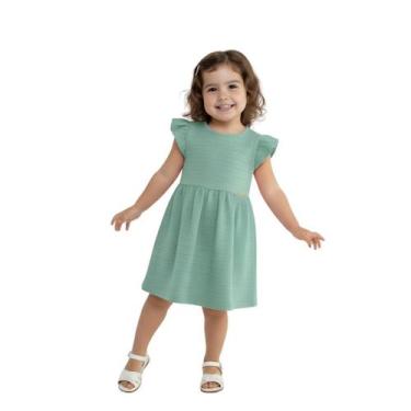 Imagem de Vestido Infantil Bebê Baby Vest Manga Curta Babado, Verde, 03