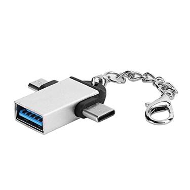 Imagem de CHICIRIS Conversor OTG 2 em 1, conversor OTG, dispositivo de interface USB, suporte universal, impressora USB para dispositivo USB, tablet PC (corrente de prata combinando)
